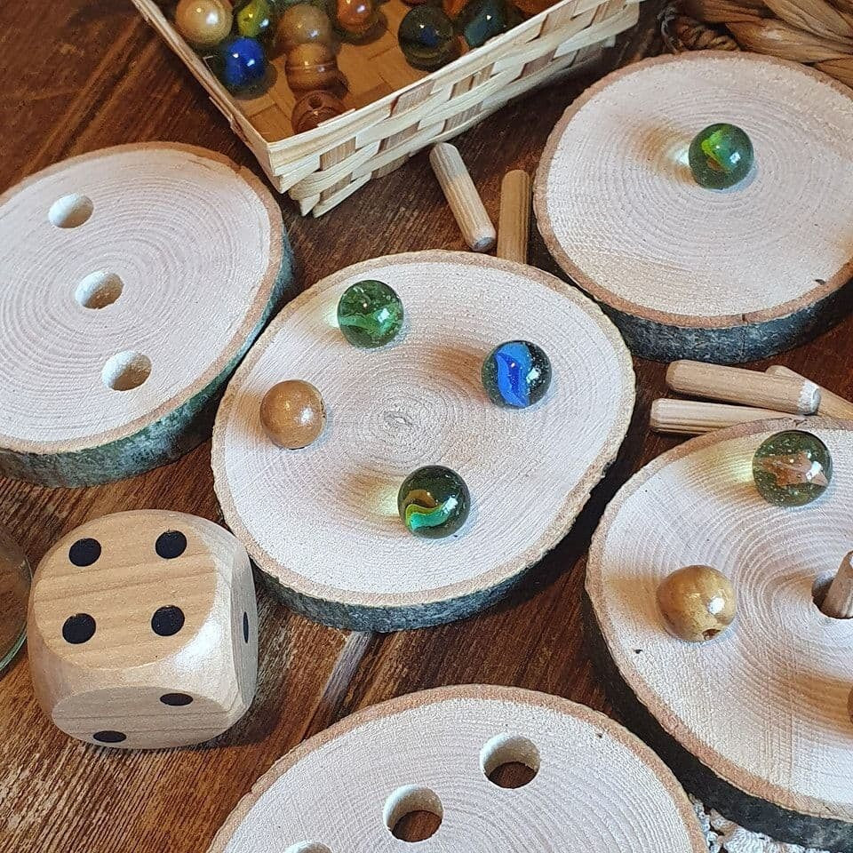 Dice Log Slice Threading Set – Subitising & Fine Motor Activity