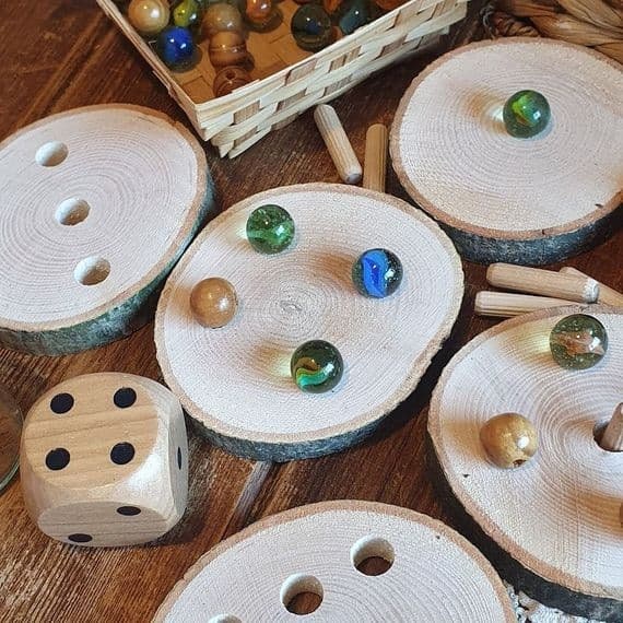 Dice Log Slice Threading Set – Subitising & Fine Motor Activity