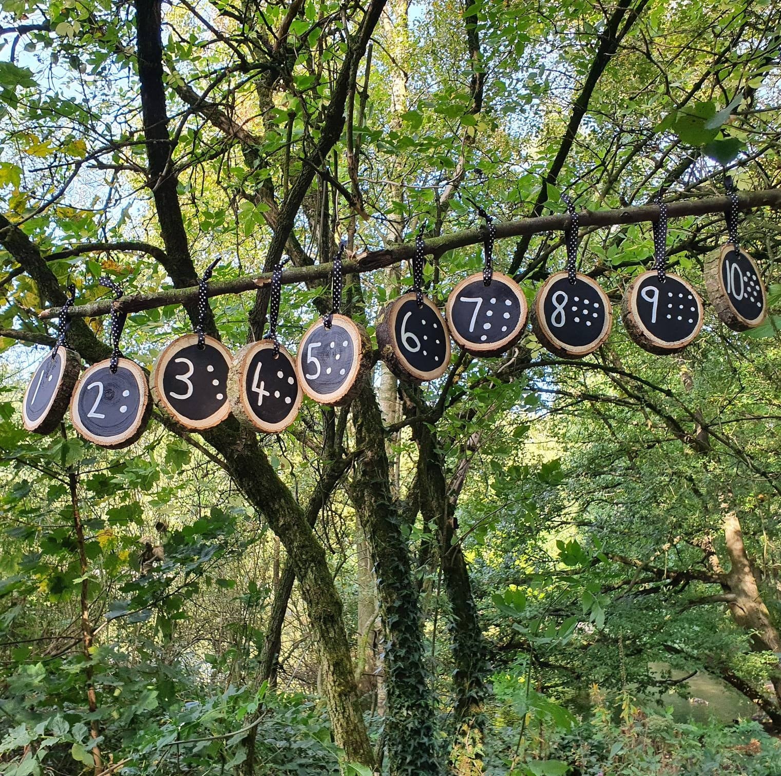Chalkboard Number Line Log Slices - 1–10