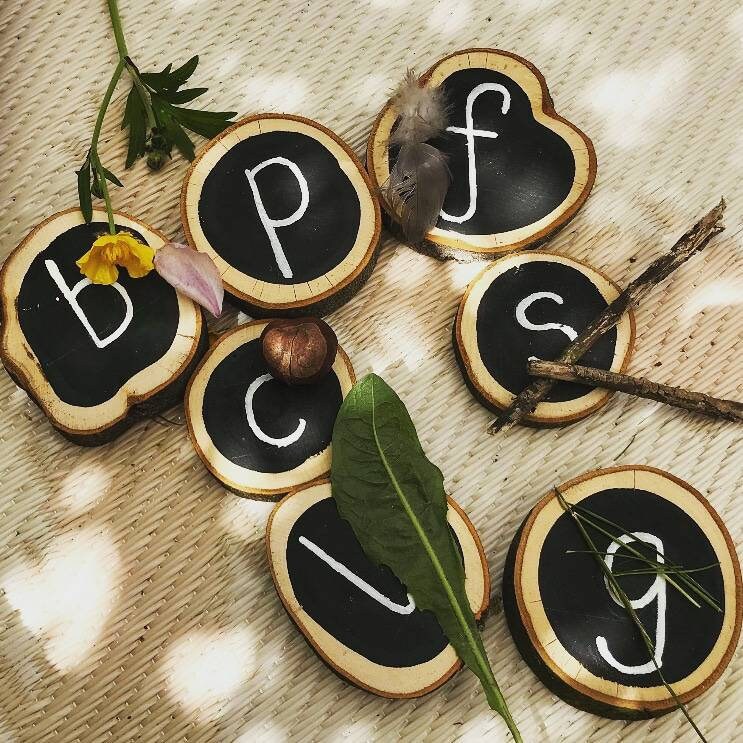 Chalkboard Painted Log Slices