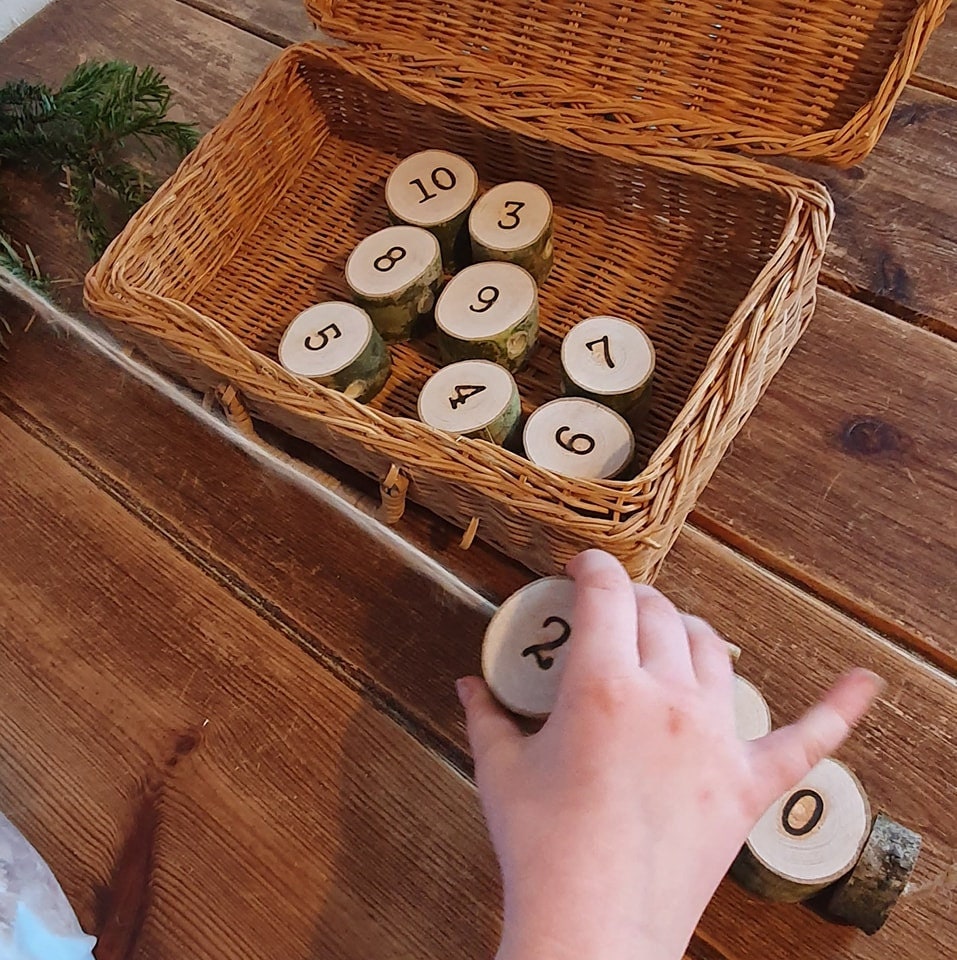 Woodburned Number Threading Set with 'Needle'
