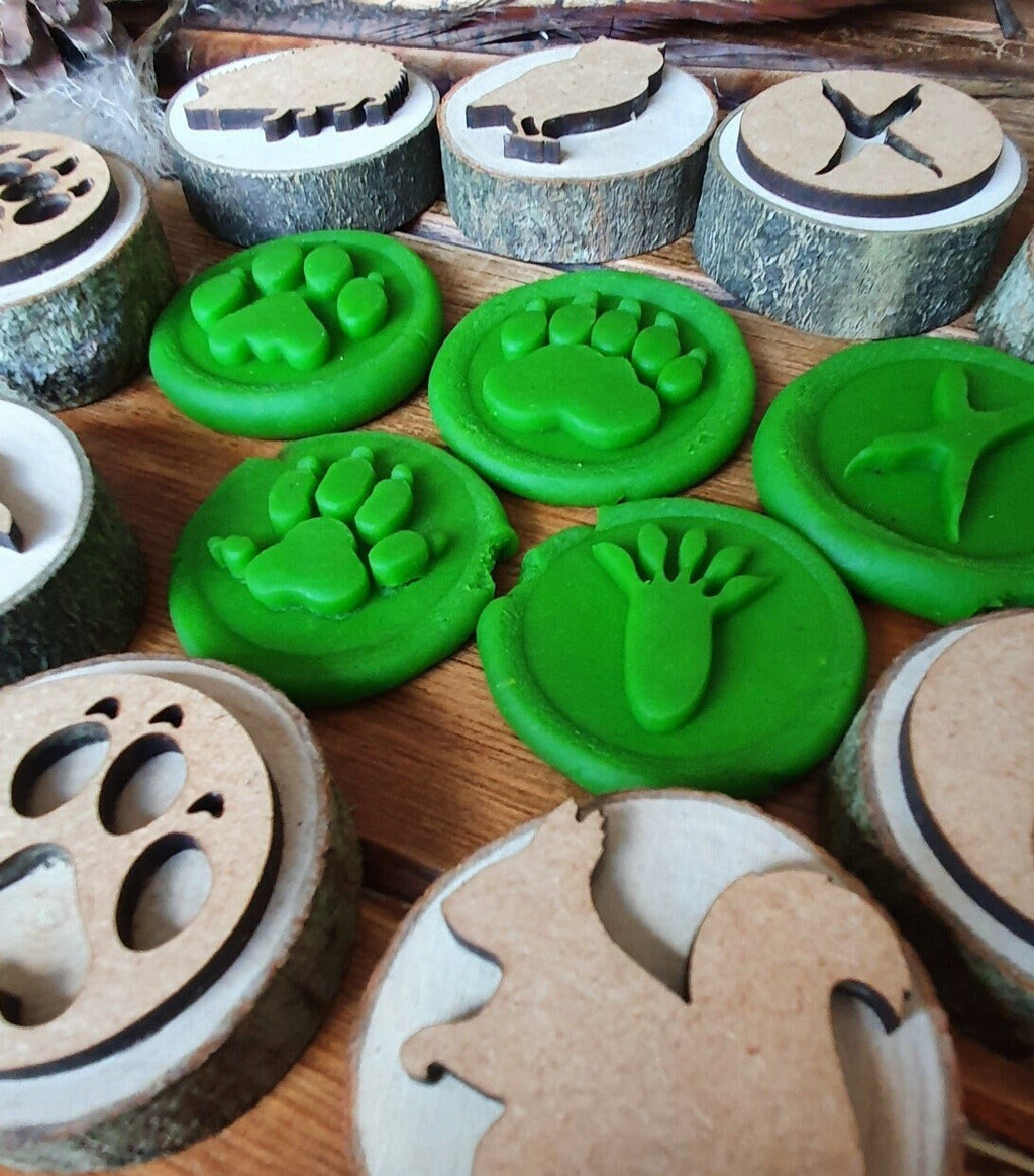 Woodland Animals & Footprints Playdough Stamps - Set of 10