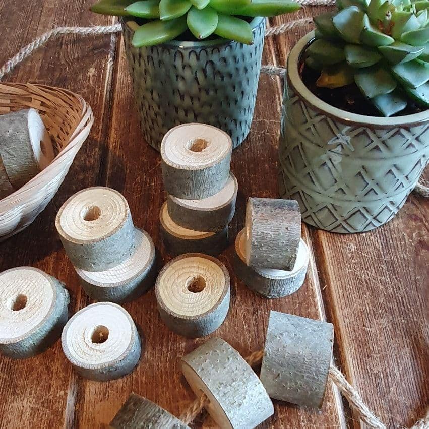 Natural Log Slice Threading Beads - Set of 25