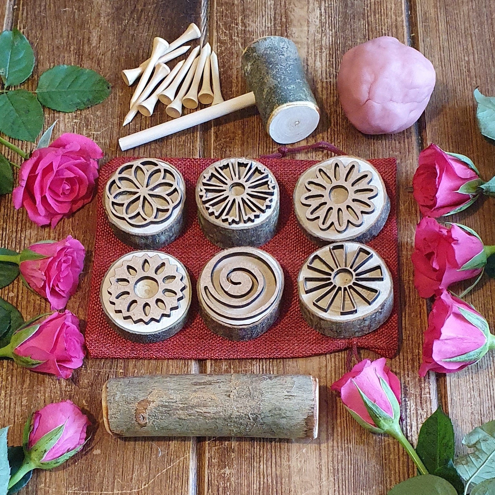 Geometric Flower Playdough Stamps - Set of 6
