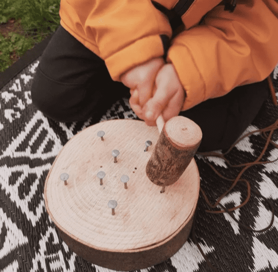 Natural Log Hammer & Wooden 'Nails'