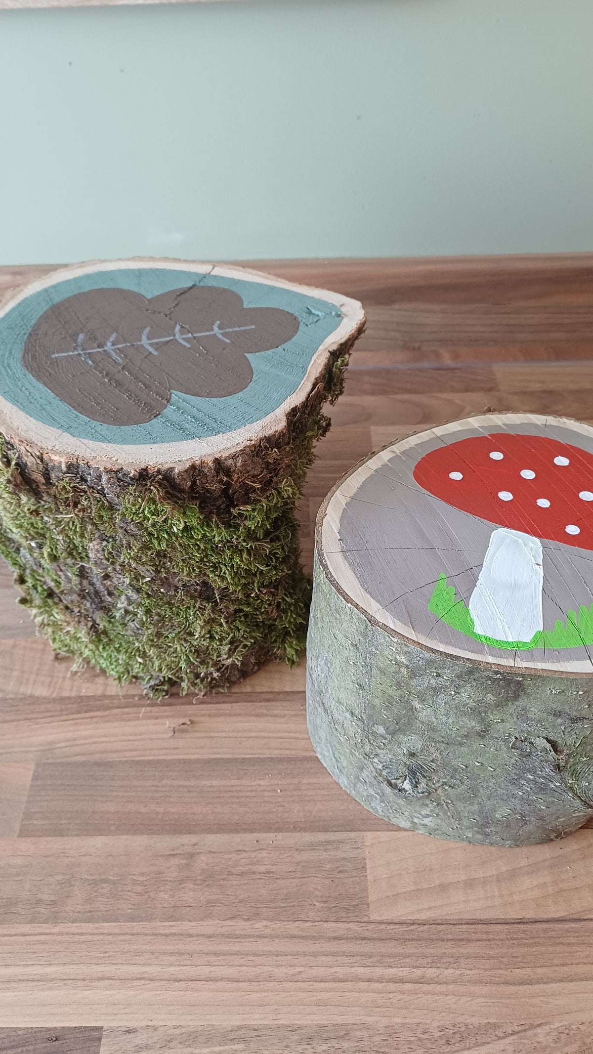 Leaf & Toadstool Log Stools — Set of 2