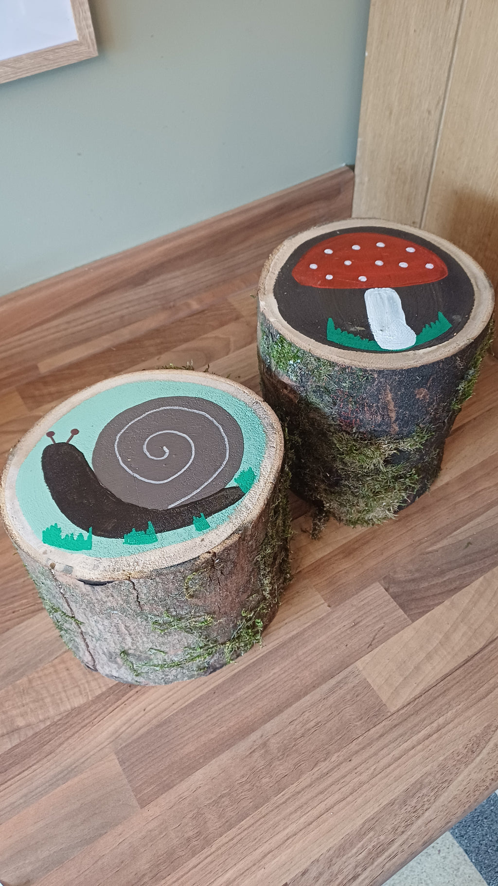 Toadstool & Snail Log Stools