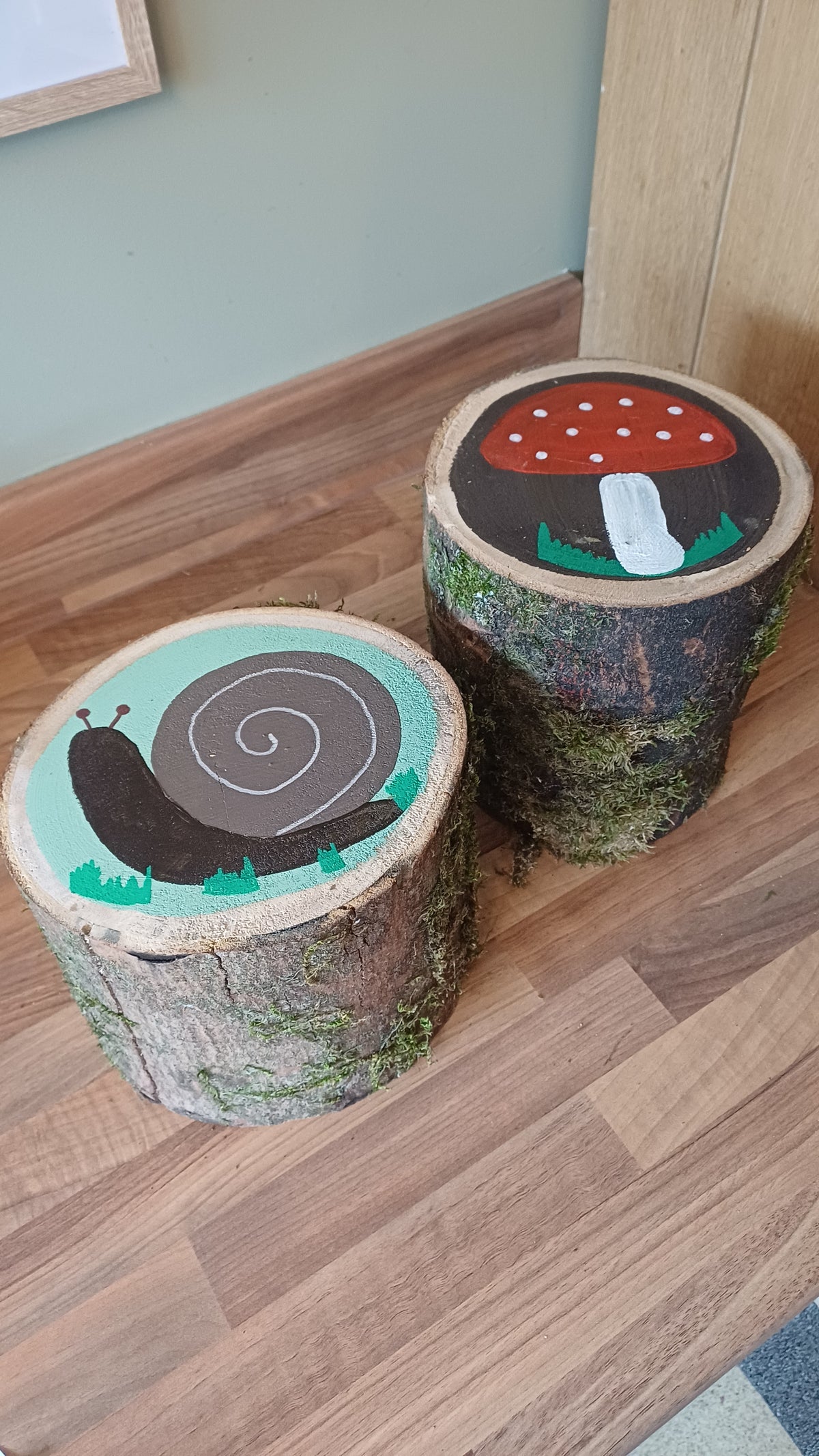 Toadstool & Snail Log Stools
